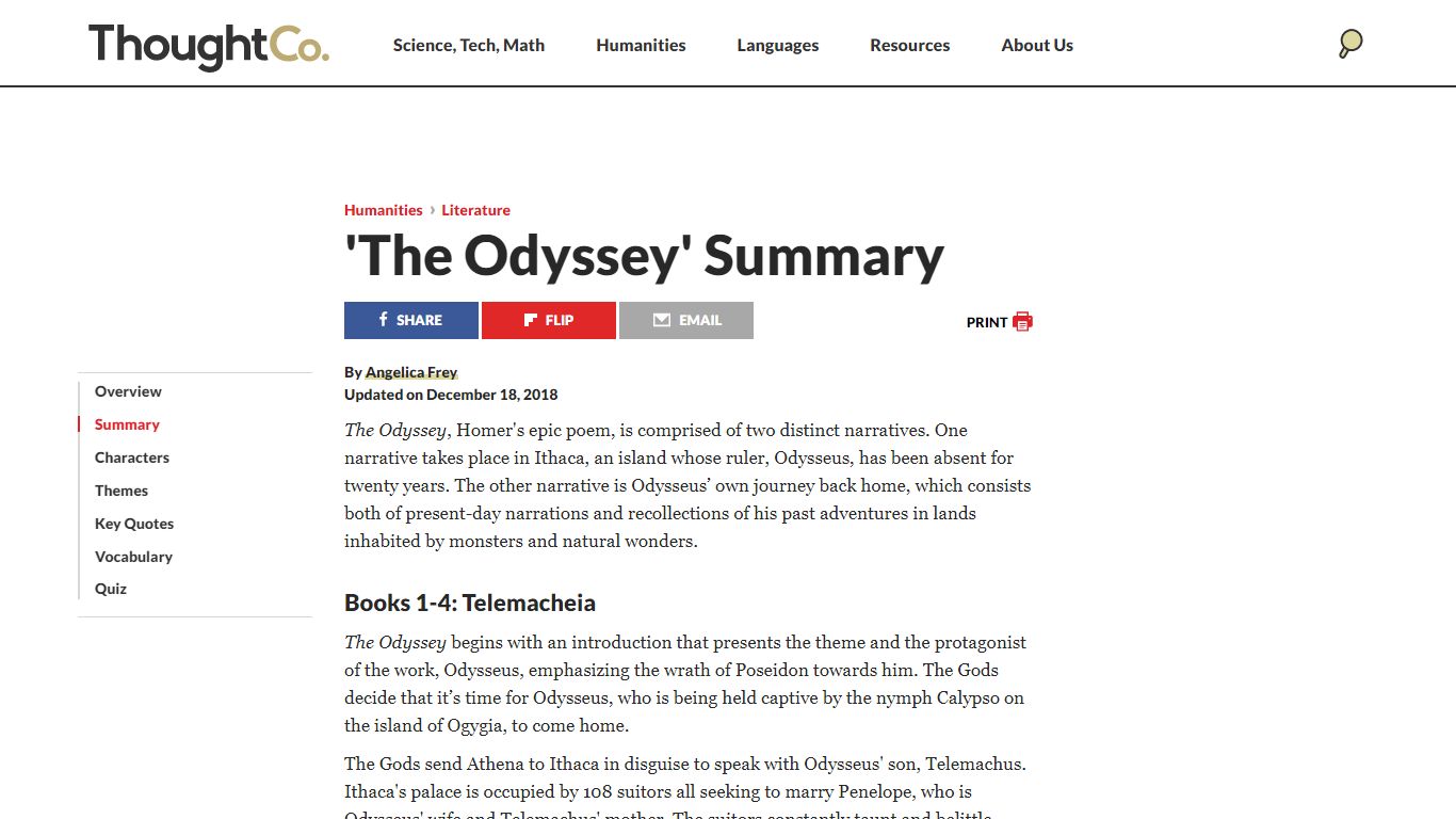 'The Odyssey' Summary - ThoughtCo