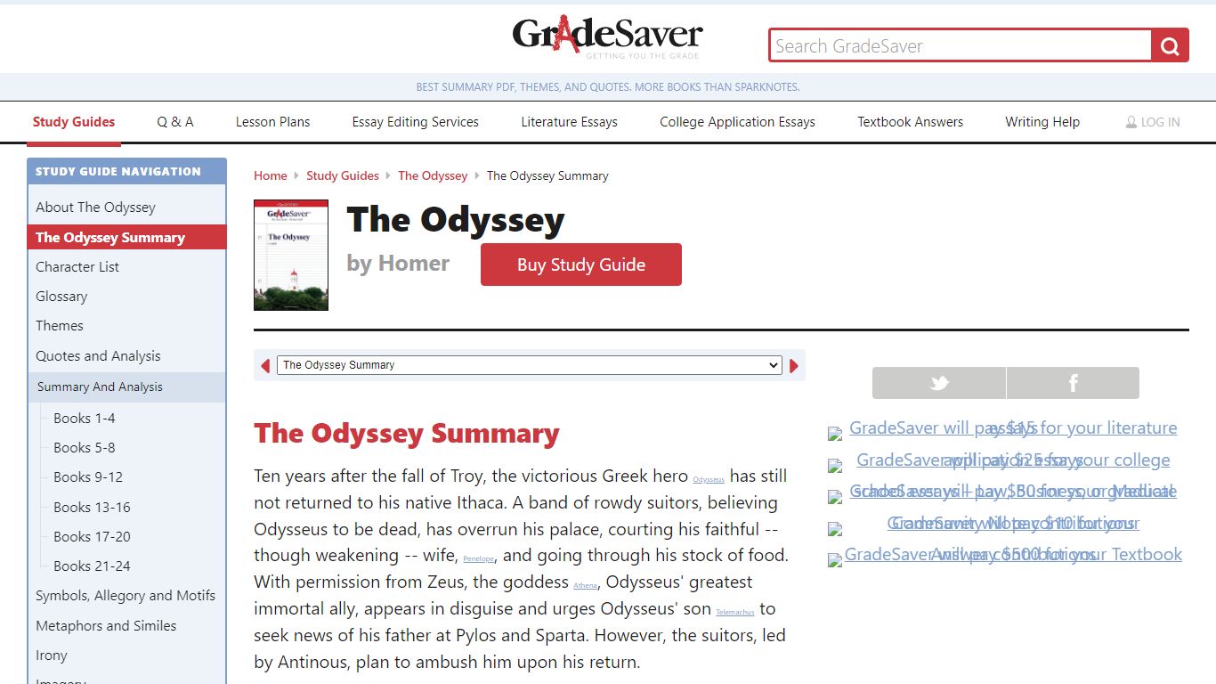 The Odyssey Summary | GradeSaver