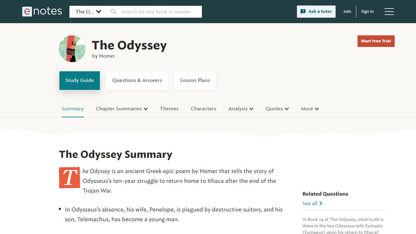 The Odyssey Summary - eNotes.com