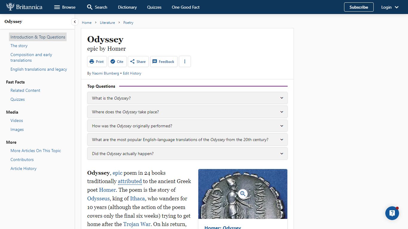 Odyssey | Summary, Characters, Meaning, & Facts | Britannica